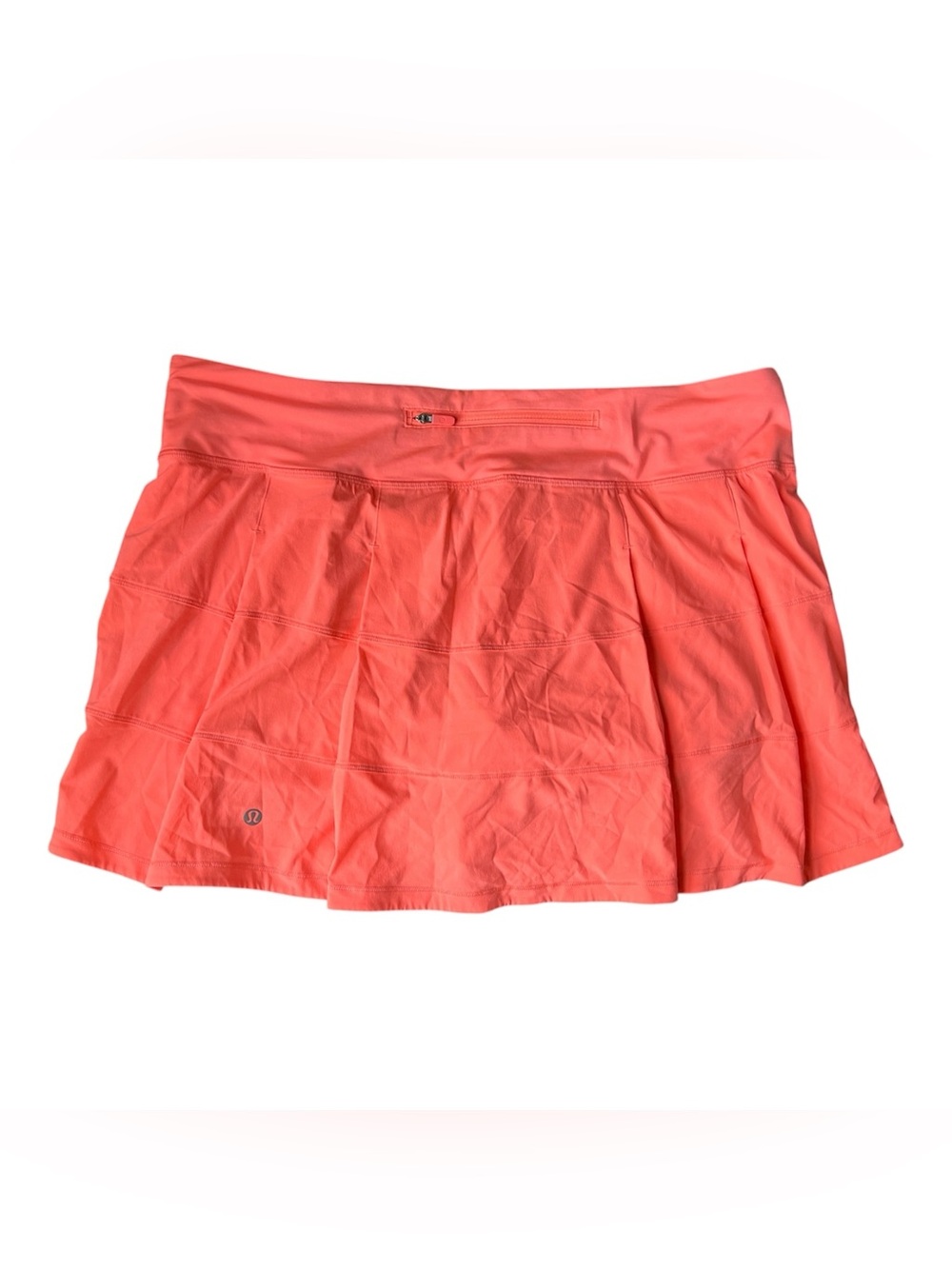 Lululemon Pace Rival Mid-Rise Skirt Long Sunset Coral Orange Women Sz 12 EUC HTF